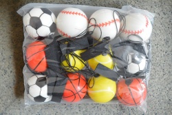 детска играчка, меко топче E.V.A. 6,3 см. с ластик, топки (12 бр. в стек)