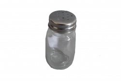 ИЗДЕЛИЕ от стъкло и метал, солница 7,2 см. (24 бр. в кутия)(Промоция- при покупка над 48 бр. базова цена 0,68 лв.)