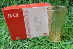 изделие от стъкло, чаши 6 бр. за сок и др. 6х14 см. кафяво стъкло, цветна кутия 91 (12 комплекта в кашон)