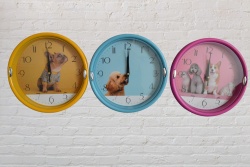 часовник, стенен, кръг 22,5 см. (3 модела кучета)