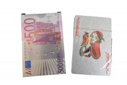 карти за игра, пластик, сребърна кутия 500 Euro (10 бр. в стек)