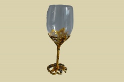 изделие от стъкло, чаша за вино със столче, дизайн рози, грозде 7,5х21 см.
