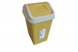 домашна потреба от пластмаса, кошче за отпадъци с капак 12 литра, голямо, бежаво MZL29