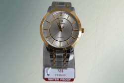 ръчен часовник, мъжки, дизайн Тисот 2024 сива, метална верижка, златист дисплей