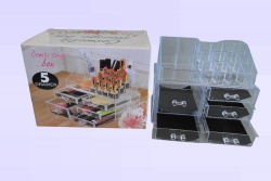органайзер за гримове 5 шкафчета, разпределения за червиила, четки и лакове в кутия