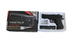 метален пистолет в кутия V1 -19,5x17,5 см. със заглушител и метален пълнител