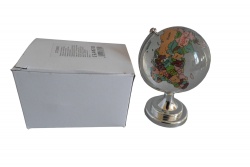 сувенир, глобус, стъклен 6 см топка със статив, цветен (R3)