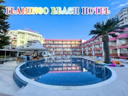 сувенир, магнитнa пластикa SUNNY BEACH FLAMINGO BEACH HOTEL двуизмерен 8,5х5,5 см. (R4)