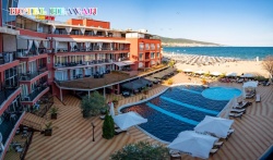 сувенир, магнитнa пластикa SUNNY BEACH HOTEL HOTEL BLUE PURL двуизмерен 8,5х5,5 см. (R4)